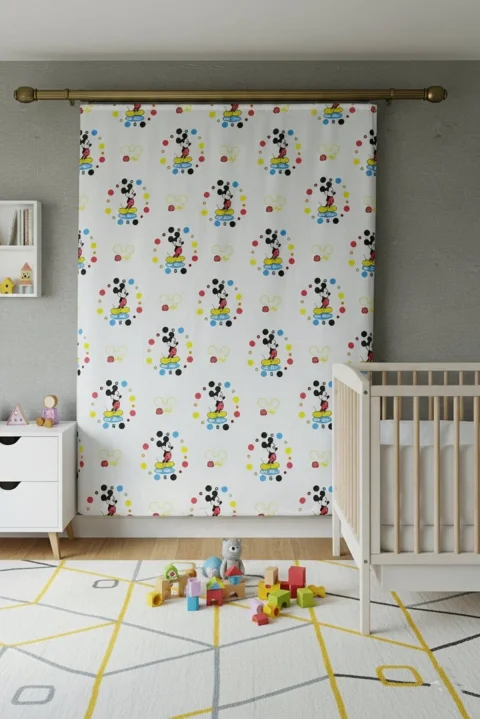 Taç Mickey Mouse Oh Boy Puantiyeli Lisanslı Fon Perde 140x265: Disney Sihri Şimdi Odanızda!