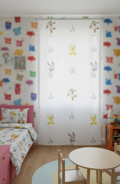 Taç Sevimli Kahramanlar Lisanslı Fon Perde 140x265 cm - Özel Ölçü Seçeneği