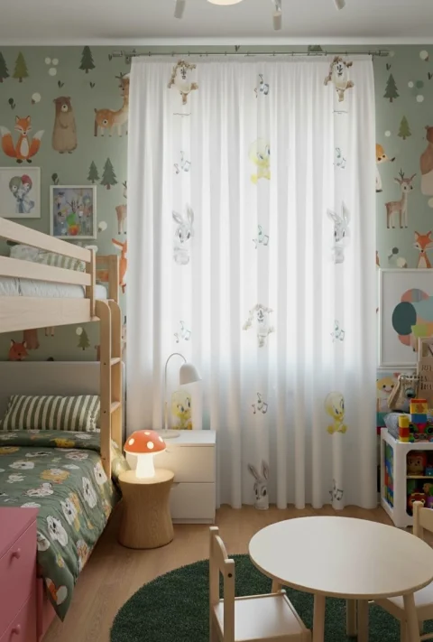 Лицензионная Штора Baby Looney Tunes С Нотами 140x265 см 3