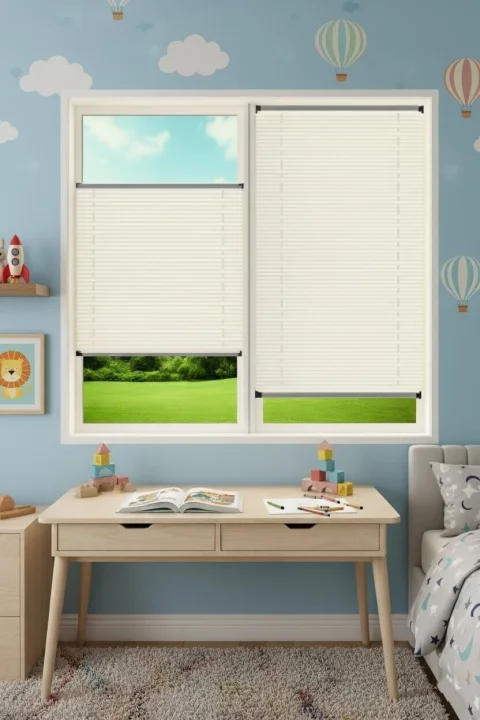 Kancalı Sistem Krem Plise Perde - Montaj Gerektirmeyen Cam Balkon ve PVC Pencere Perdesi