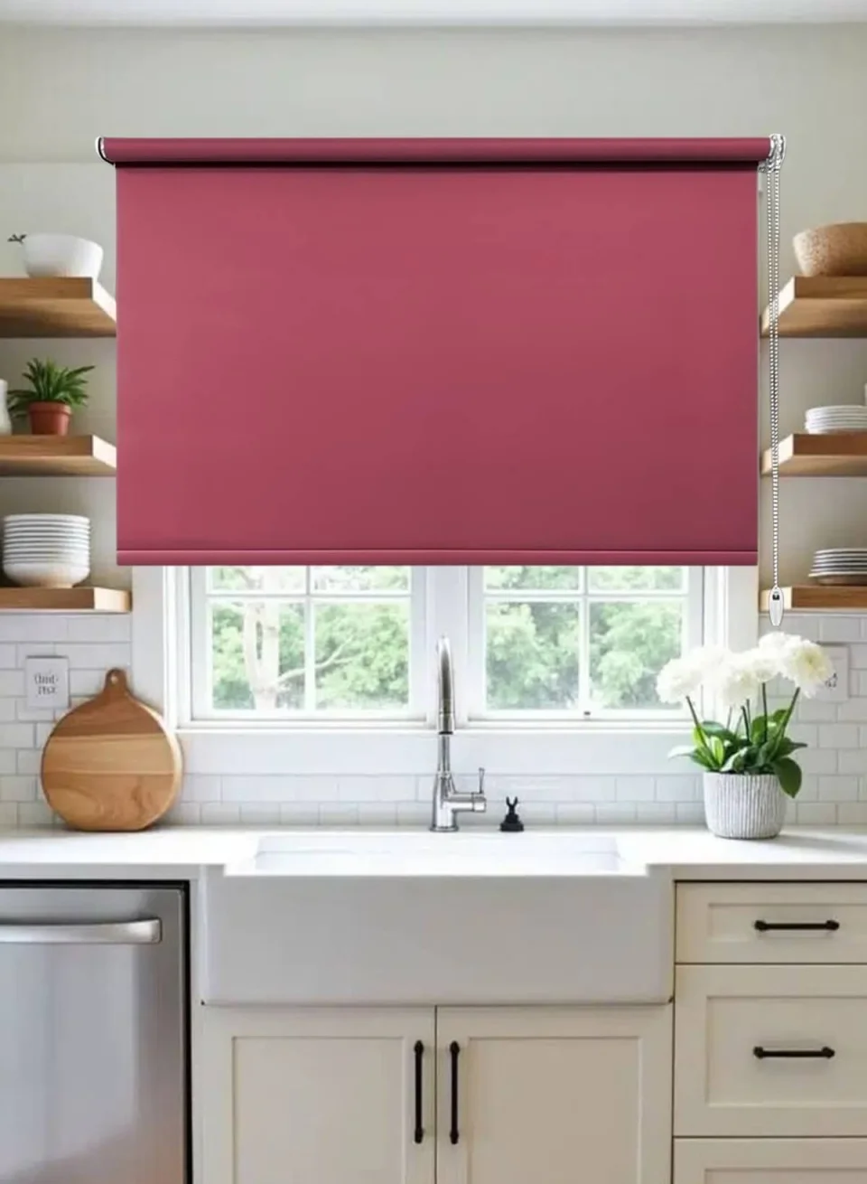 Plain Raspberry / Berry Red Roller Blind - Bold Color Block & 70% Dimout