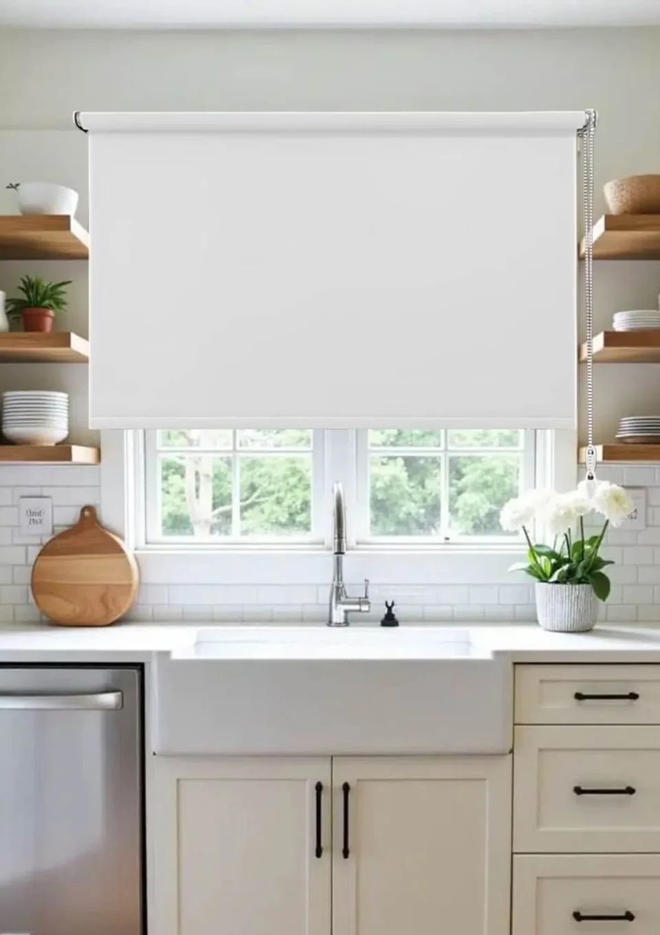 Plain White Roller Blind - Architectural Purity, Optic Clarity & 70% Dimout