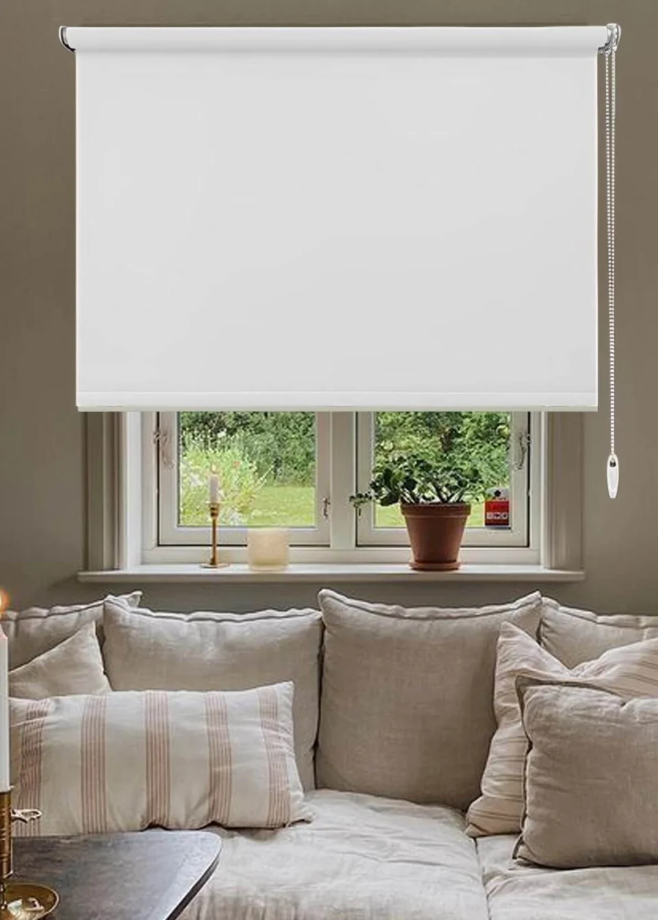 Plain White Roller Blind - Architectural Purity, Optic Clarity & 70% Dimout