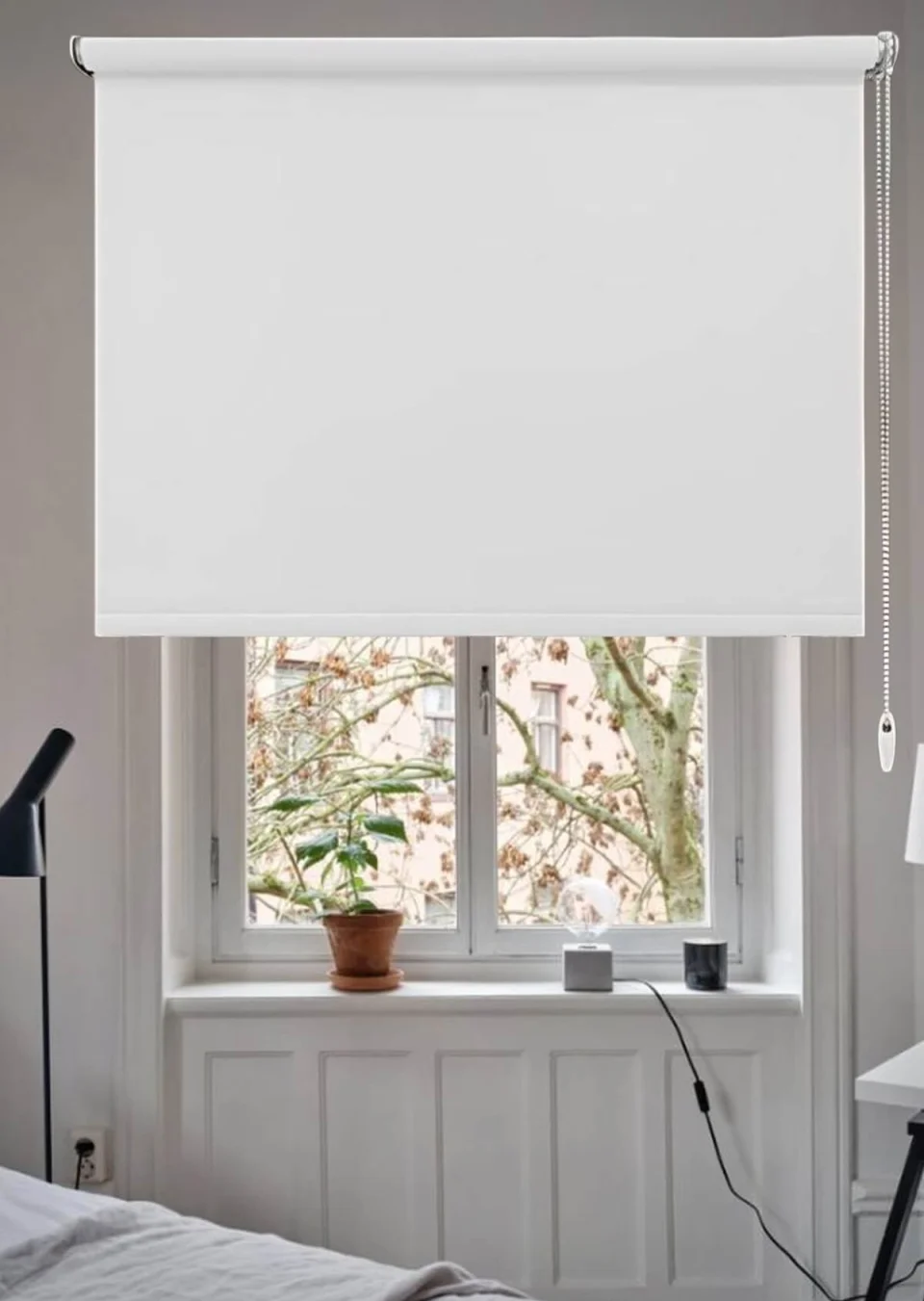 Plain White Roller Blind - Architectural Purity, Optic Clarity & 70% Dimout