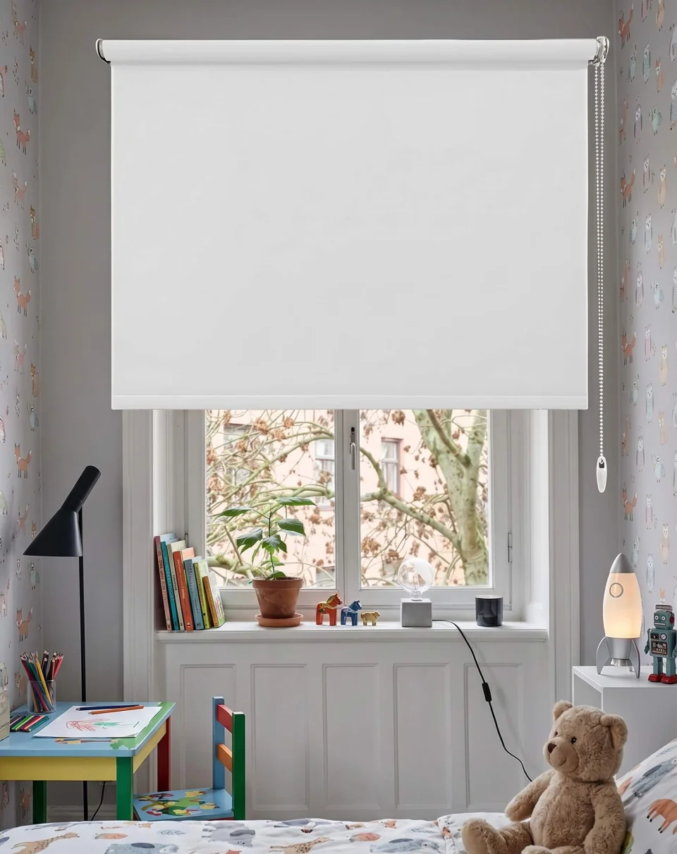 Plain White Roller Blind - Architectural Purity, Optic Clarity & 70% Dimout
