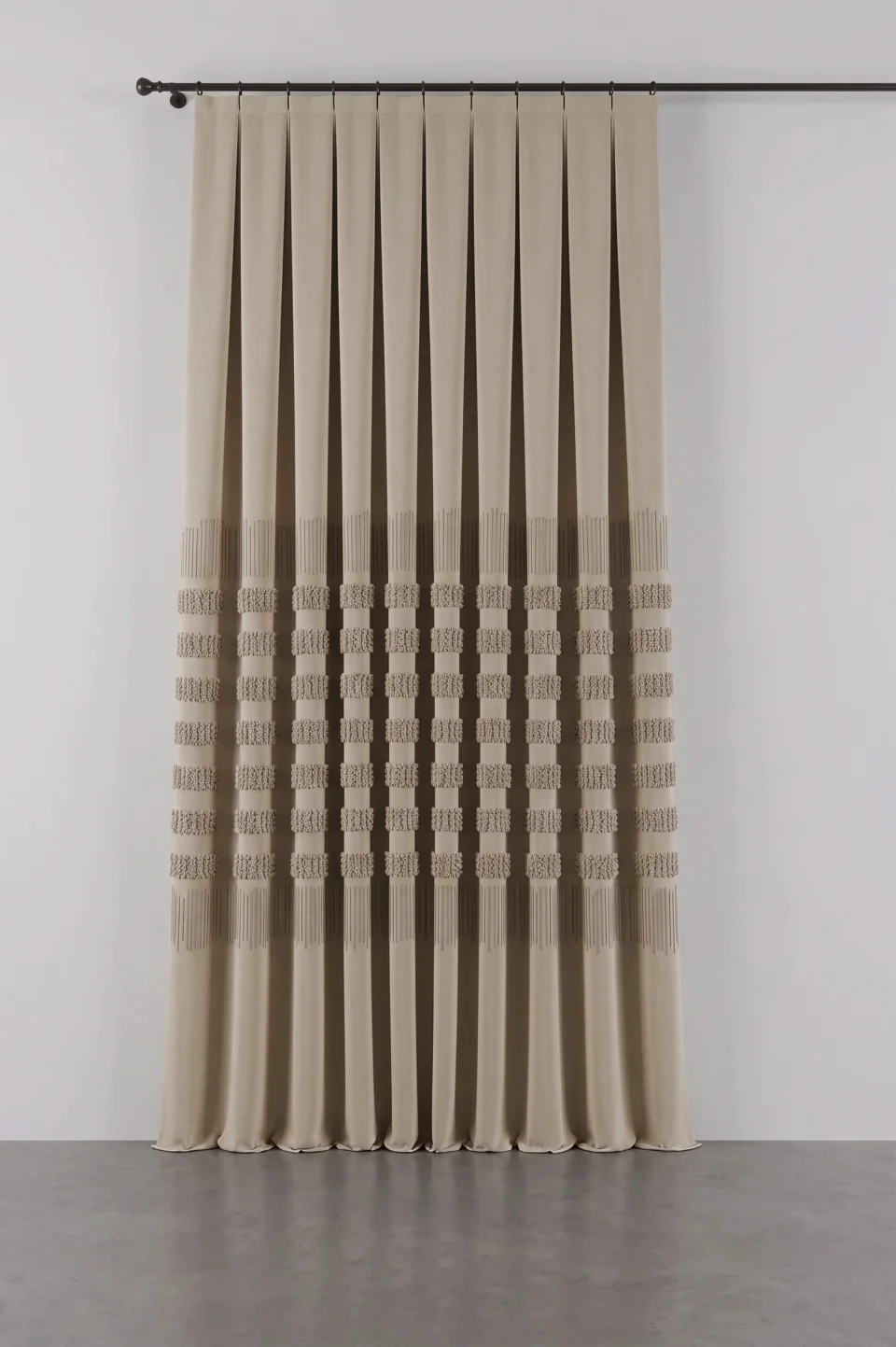Tende Beige Noble | Stile Boho con Frange 3D e Motivo Geometrico