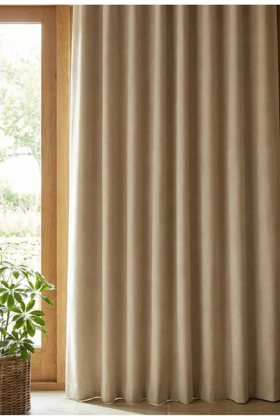 Cortinas Opacas Beige Camel 4 Capas | 90% Oscurecimiento y Aislamiento