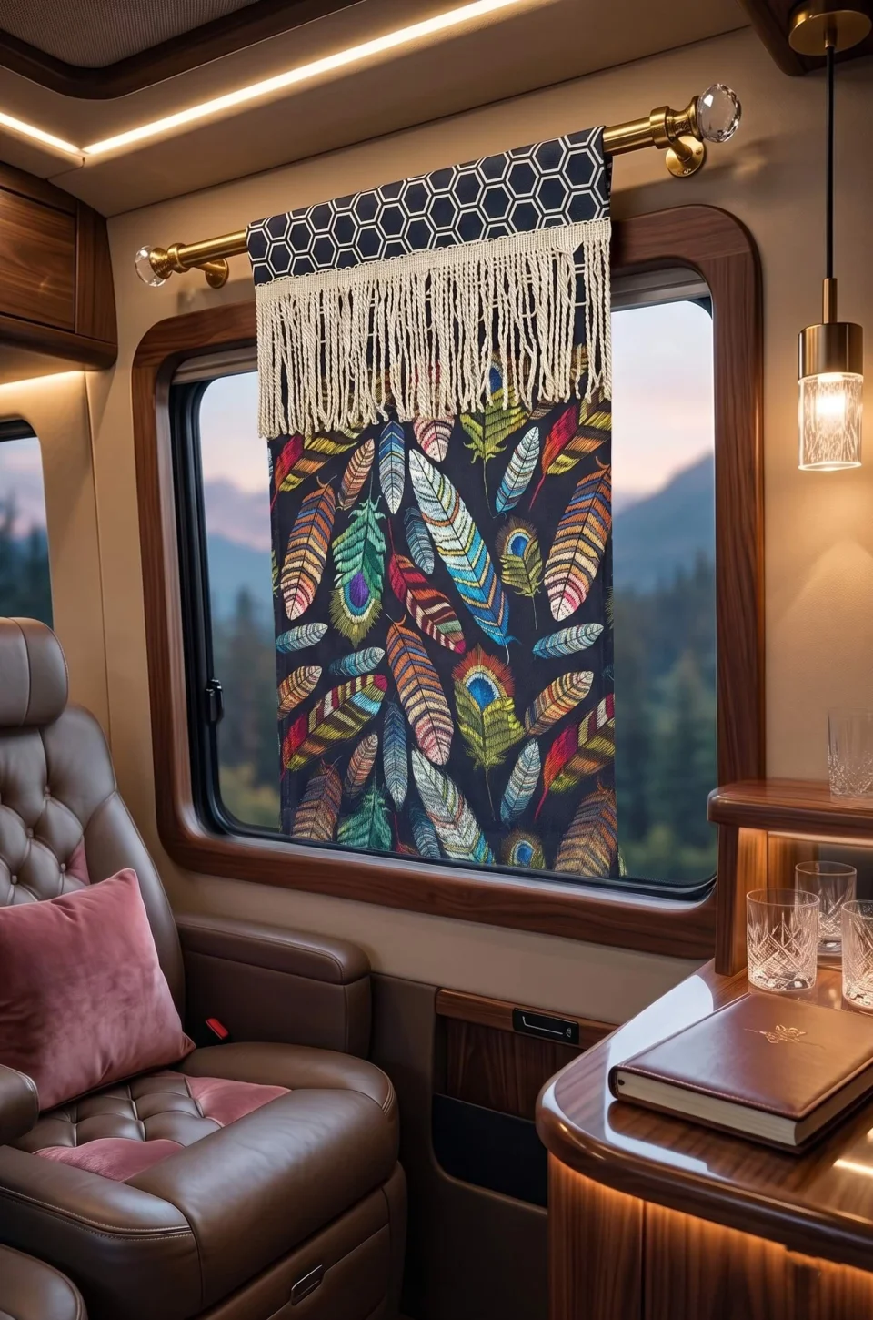Mantovana Camion e Camper Stampa Piume Boho