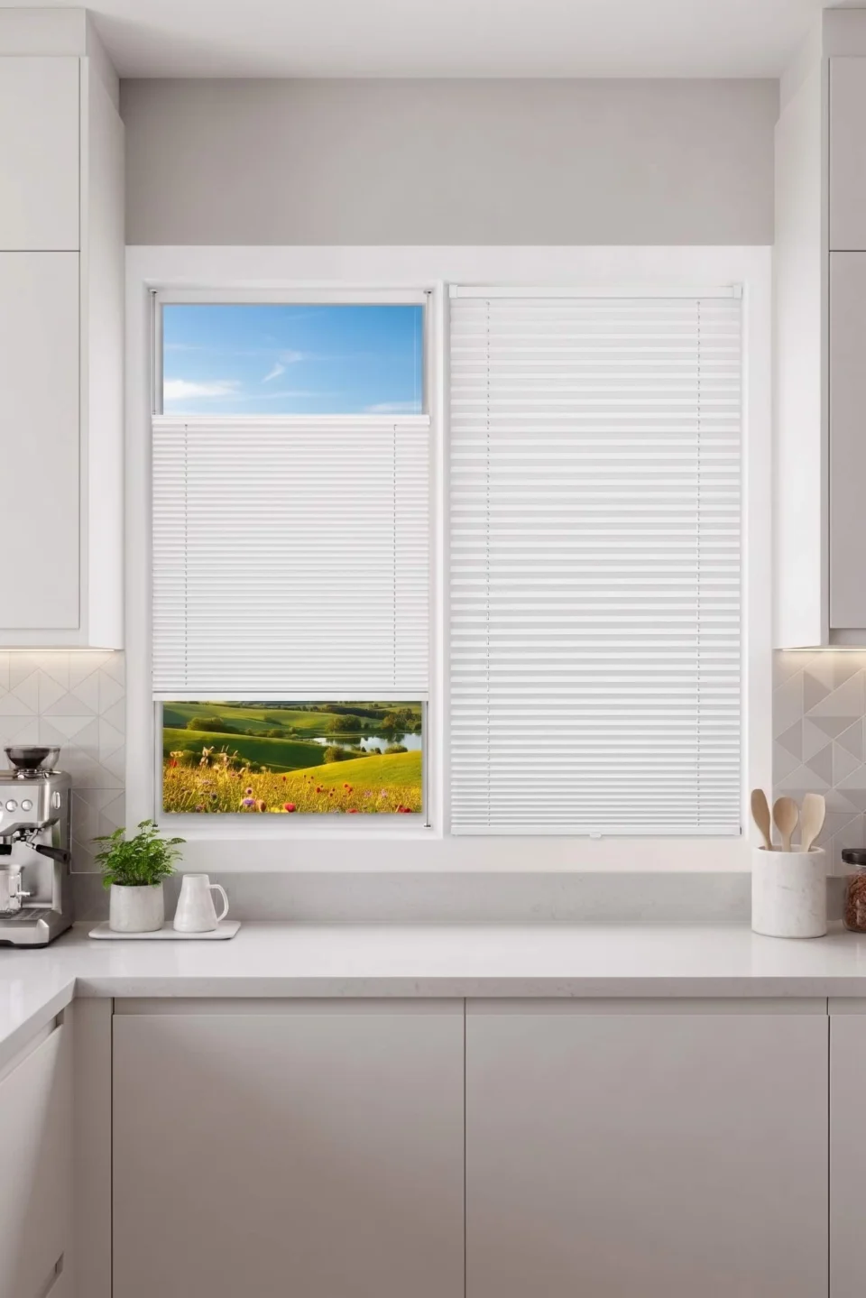 No Drill Pleated Window Blinds Easy Install Adjustable Light Control Shade Cover