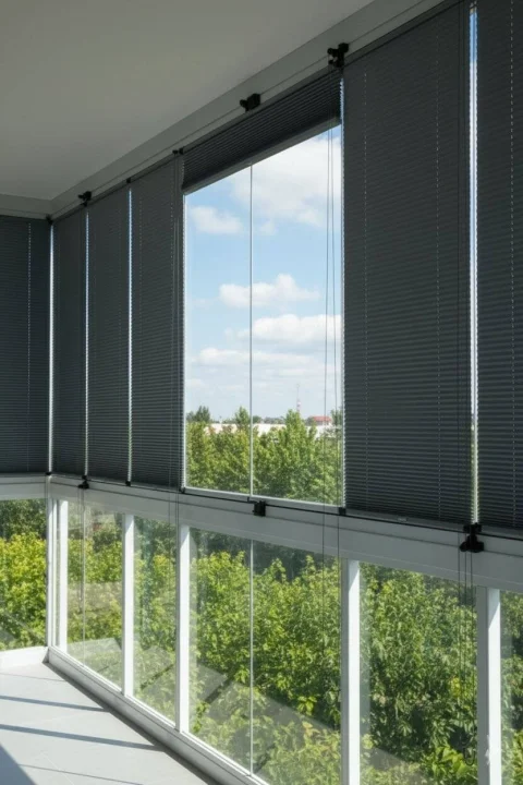 Kancalı Sistem Antrasit Plise Perde - Montaj Gerektirmeyen Cam Balkon ve PVC Pencere Perdesi