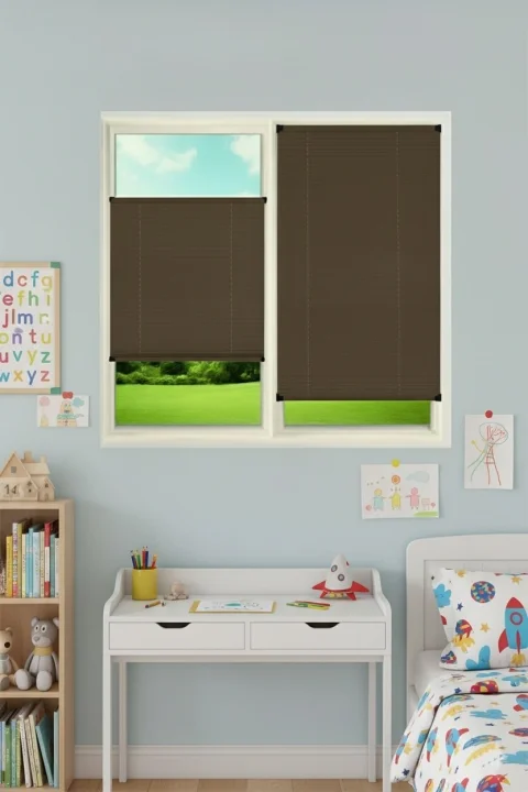 Estor Plisado Marrón Sin Taladrar - Cortina con Sistema Easy Fix para Ventanas de PVC y Balcones 3
