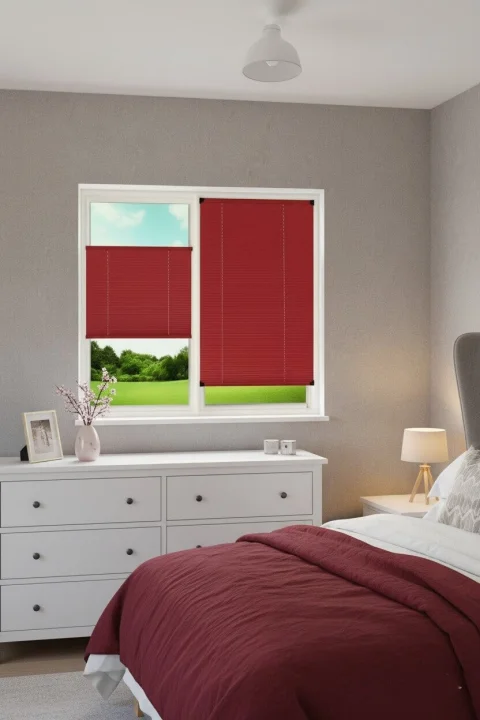 No-Drill Red Pleated Blinds - Clip-On Window & Glass Balcony Shades 5