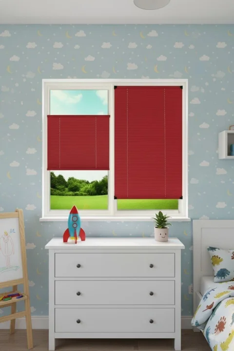 No-Drill Red Pleated Blinds - Clip-On Window & Glass Balcony Shades 6
