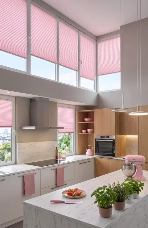 Store Plissé Rose Sans Perçage - Rideau à Clips pour Chambre de Bébé et Fenêtres PVC 3