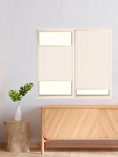 Cream Pleated Blinds - Warm Beige Faltrollo for Bifold Doors, Living Room & Kitchen 4