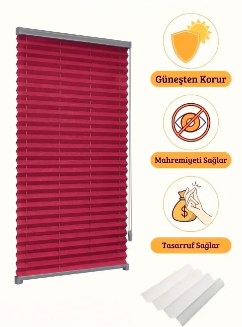 Stores Plissés Rouges Éclatants - Modèles Sur Mesure pour Balcons Vitrés, Cuisines & Fenêtres PVC 4