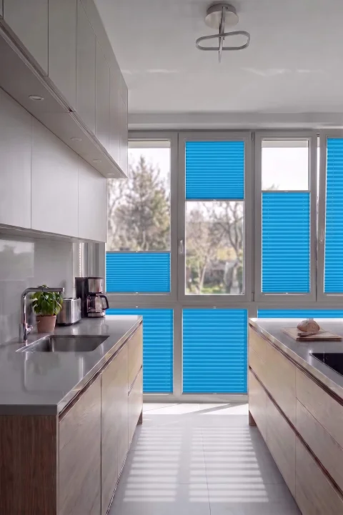 Thermal Blue Pleated Blinds - Sun Protection, Privacy & Energy Saving Custom Blinds 4