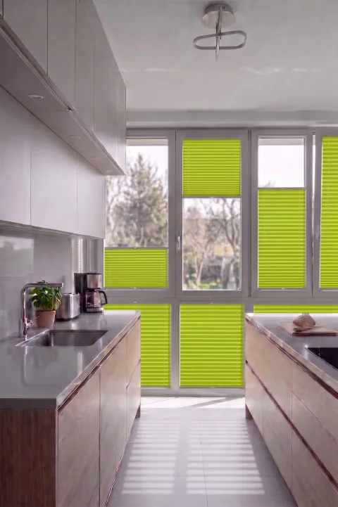 Jaluzele Plisee Verde Fistic - Energie Naturală pentru Balcoane și Ferestre Termopan 3