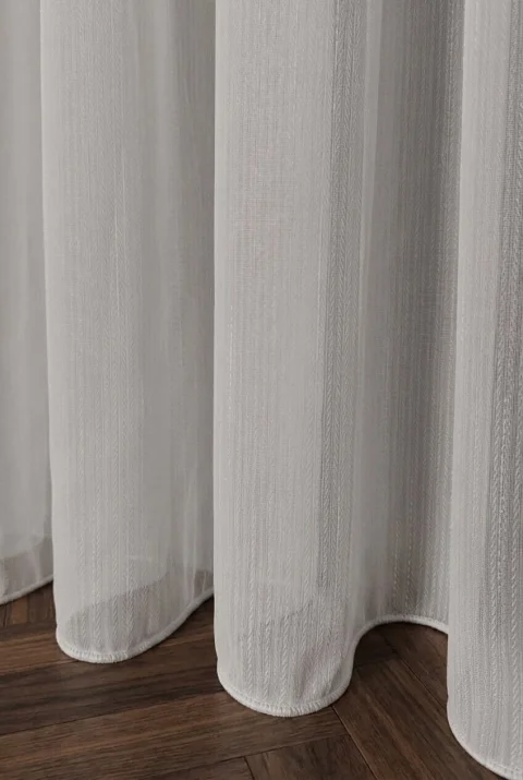 Herringbone Linen-Textured Sheer Curtain - Custom Size Luxury Living Room Tulle Model 7