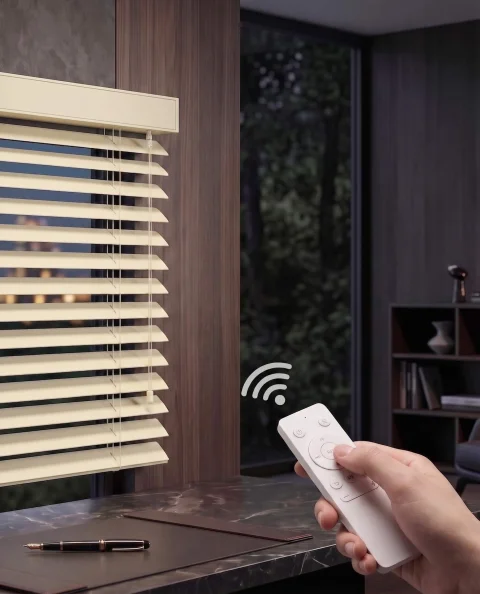 Made-to-Measure Cream Wooden Blinds | Motorized, Tape & Cord Options 5