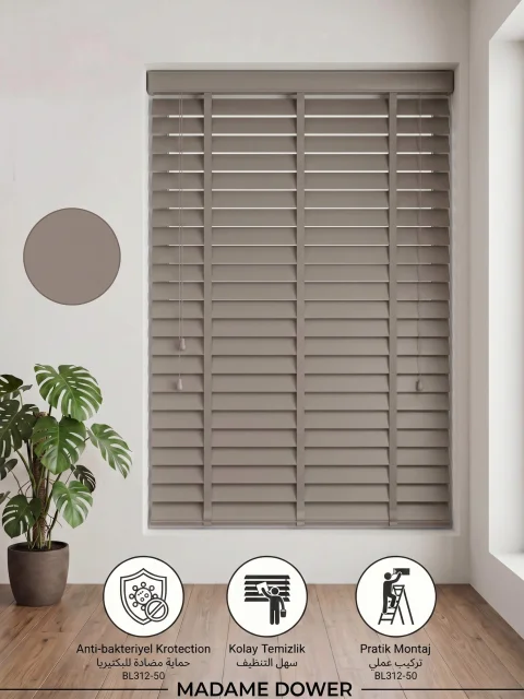Organic Warmth: Sand Beige Wooden Blinds | Boho Chic, Motorized & Custom Fit 3