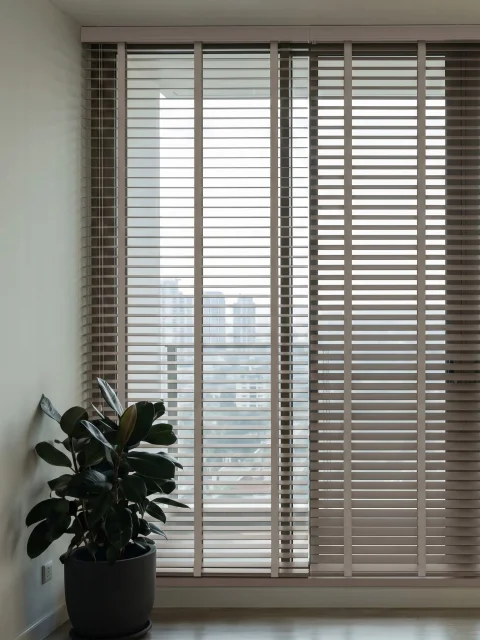 Organic Warmth: Sand Beige Wooden Blinds | Boho Chic, Motorized & Custom Fit 4