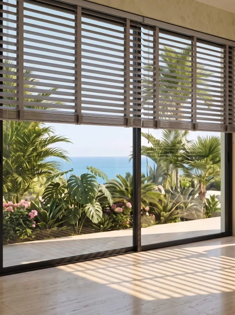 Silvery Brightness: Light Grey Wooden Blinds | Airy, Motorized & Bespoke 4