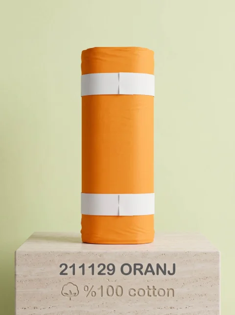 Özel Ölçü %100 Pamuk Oranj Nevresim Takımı, Kişiselleştirilebilir Çarşaf ve Yastık Kılıfı