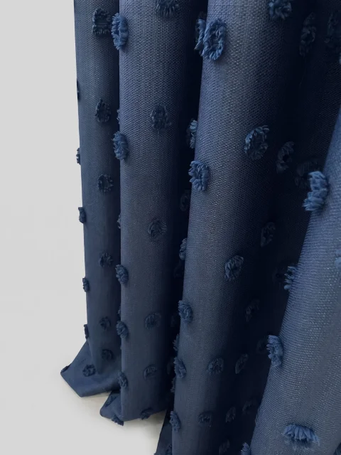 El İşlemeli Ponponlu Keten Fon Perde | %100 Kişiselleştirilebilir Ölçü & Dikim | Doğal Dokulu Tufted Linen Curtain 3