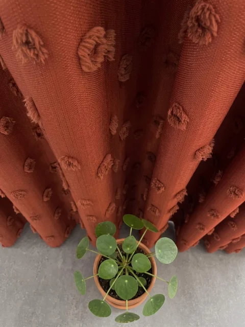 Cortinas de Lino Terracota con Pompones | Hechas a Medida | Boho Tufted Linen Curtain 3