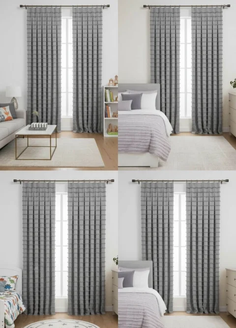 Wave Koleksiyon Özel Ölçü Gri Fon Perde – Özel Dokulu, Modern ve Şık Tasarım 6