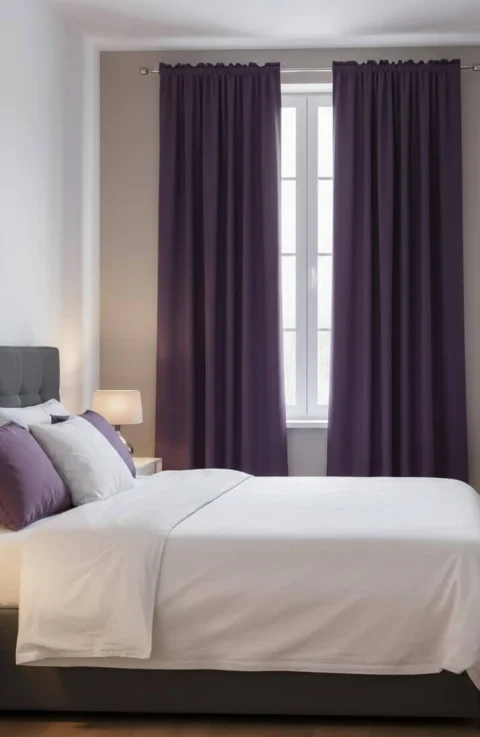 Rideaux en Velours Doux Violet, Rideaux Unis sur Mesure 3