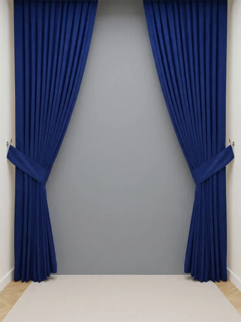 Royal / Parliament Blue Velvet Textured Curtains, Custom Size Soft Fabric Solid Drapes - Custom Handmade Dimout 4