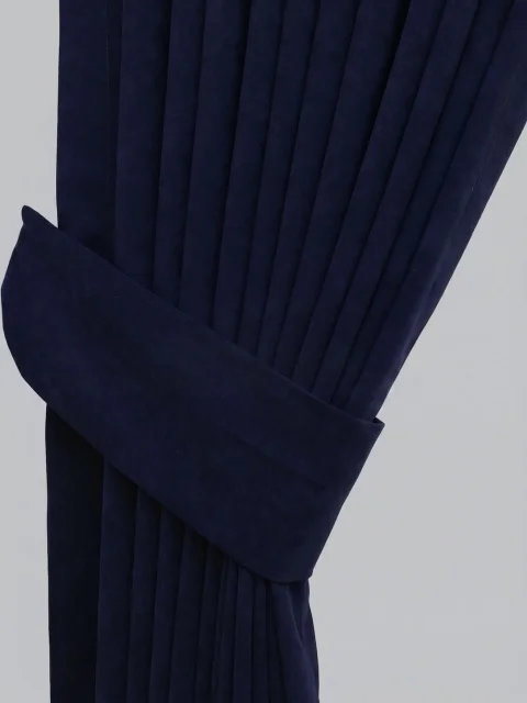 Cortinas de Tela Suave Azul Marino, Cortinas Lisas a Medida con Textura de Terciopelo - Hechas a Mano Dimout 3