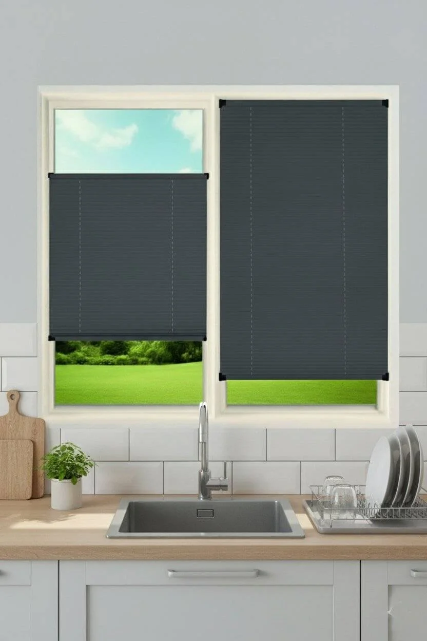 Kancalı Sistem Antrasit Plise Perde - Montaj Gerektirmeyen Cam Balkon ve PVC Pencere Perdesi