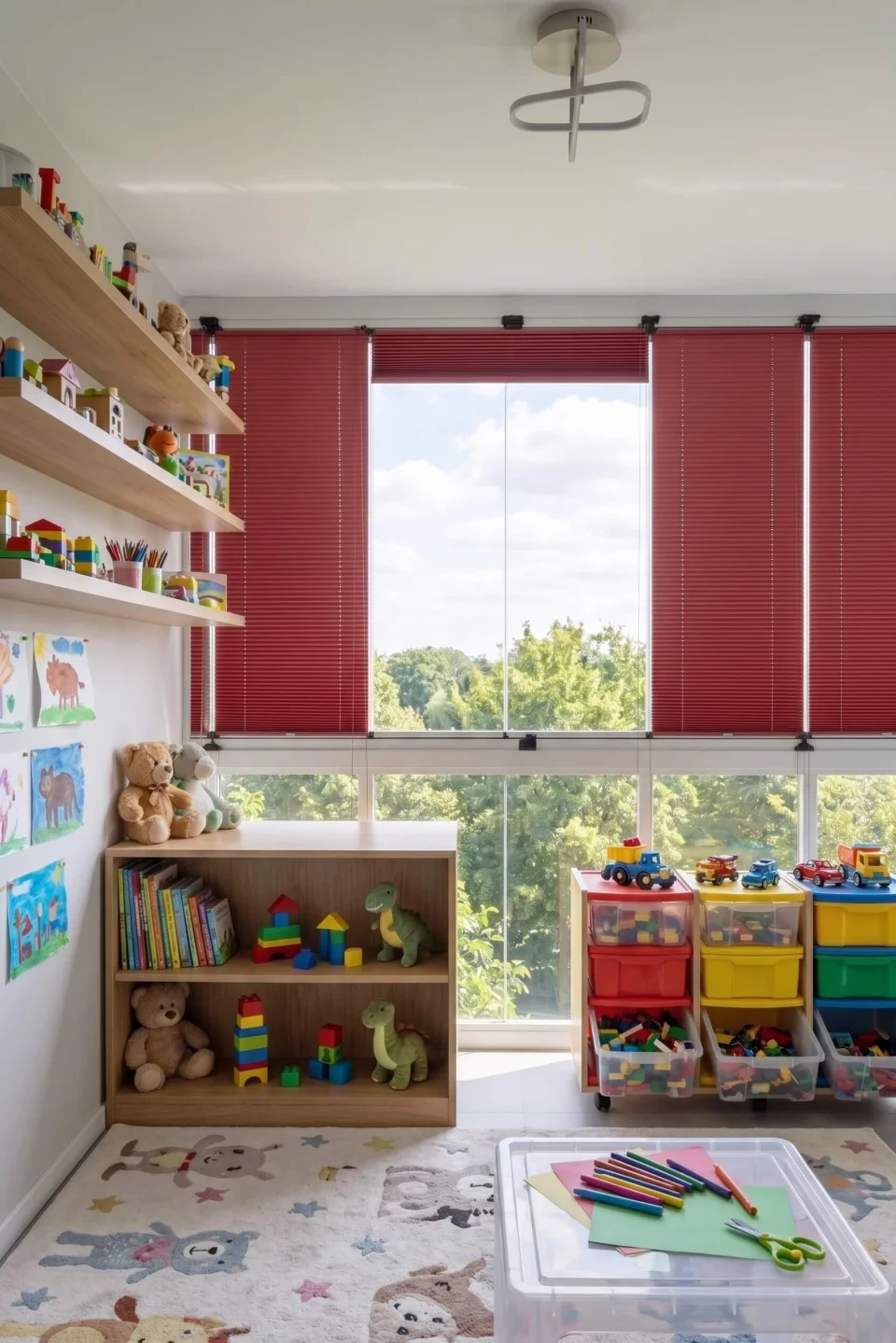 No-Drill Red Pleated Blinds - Clip-On Window & Glass Balcony Shades