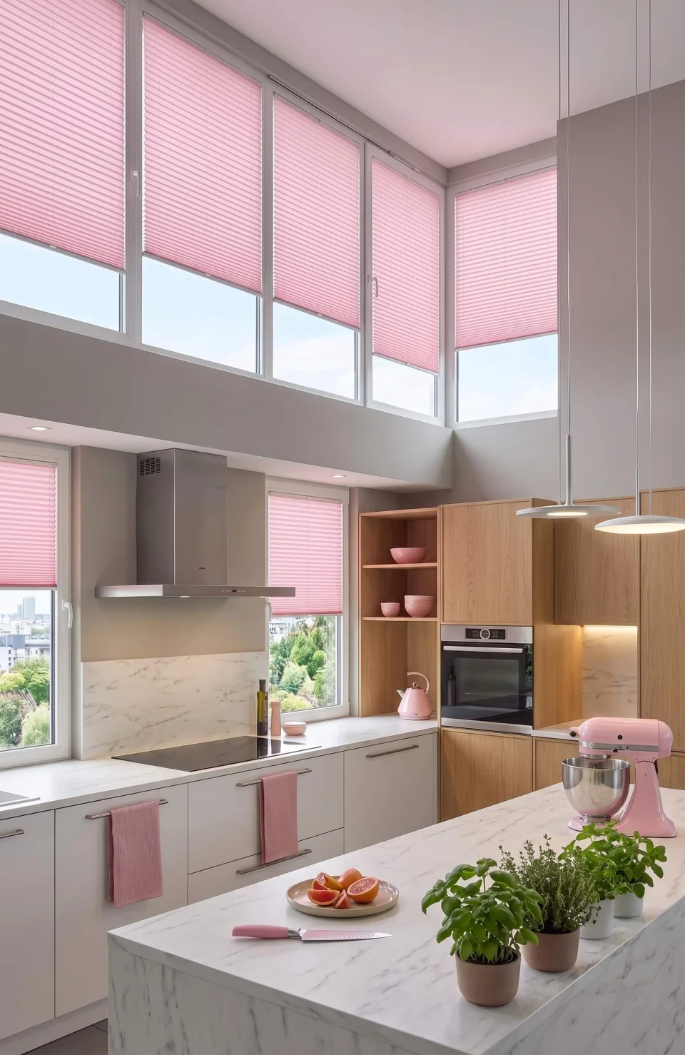 Store Plissé Rose Sans Perçage - Rideau à Clips pour Chambre de Bébé et Fenêtres PVC