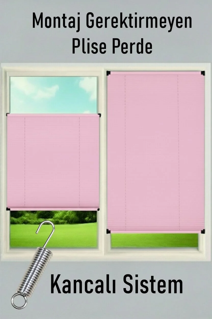 Store Plissé Rose Sans Perçage - Rideau à Clips pour Chambre de Bébé et Fenêtres PVC