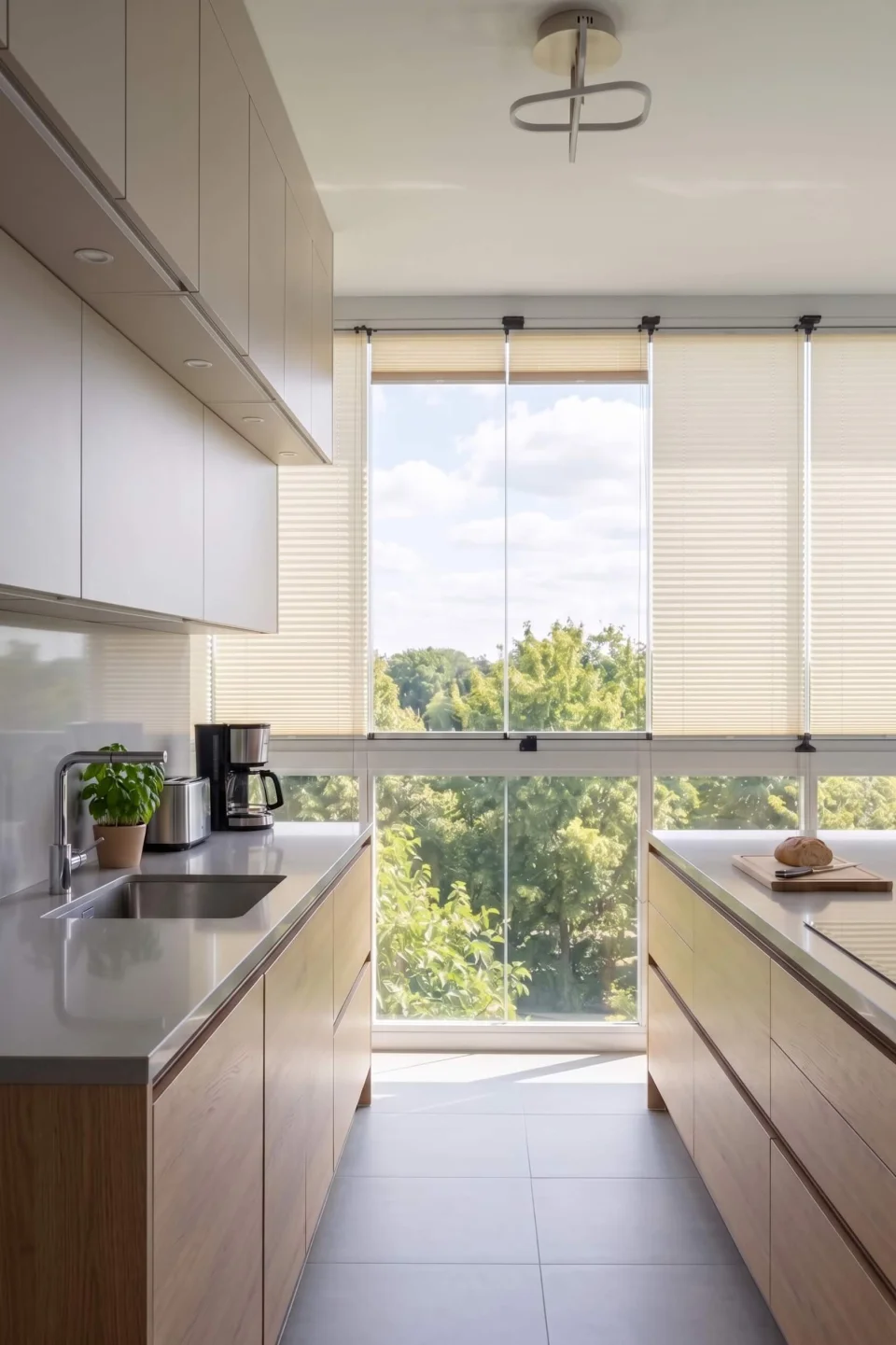 Cream Pleated Blinds - Warm Beige Faltrollo for Bifold Doors, Living Room & Kitchen