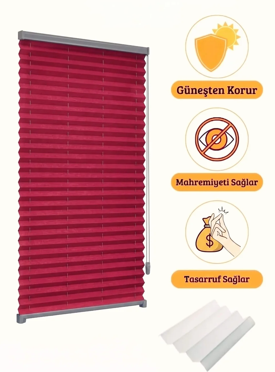Stores Plissés Rouges Éclatants - Modèles Sur Mesure pour Balcons Vitrés, Cuisines & Fenêtres PVC