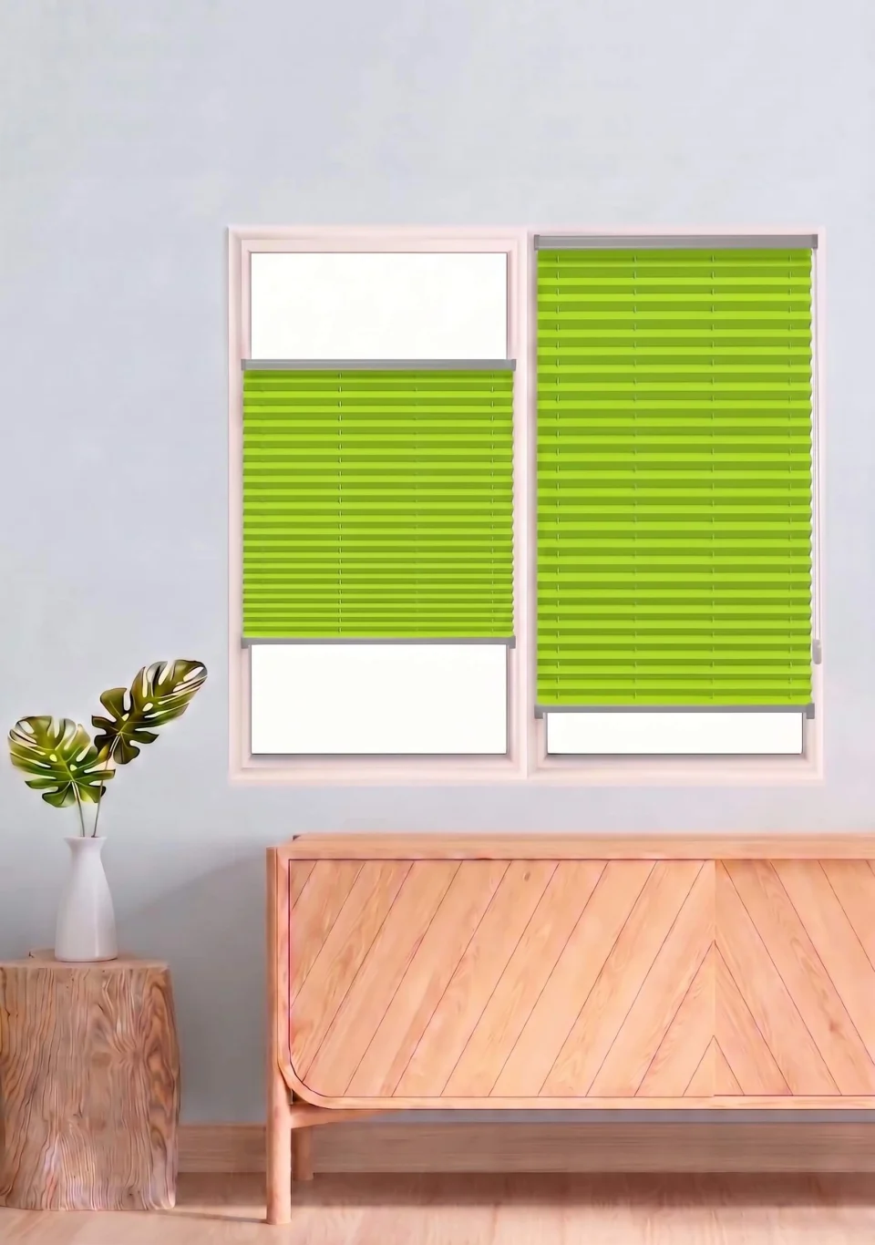 Jaluzele Plisee Verde Fistic - Energie Naturală pentru Balcoane și Ferestre Termopan