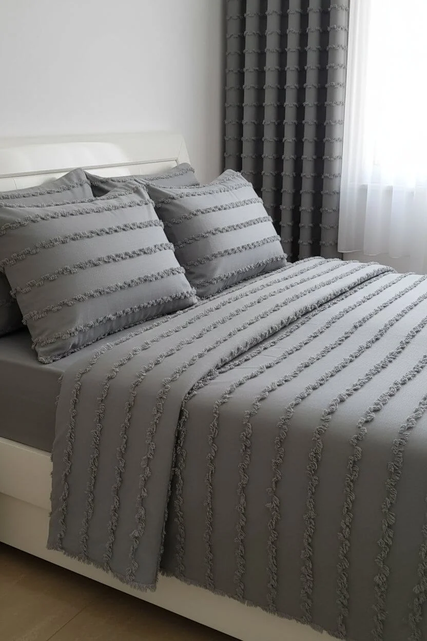 Colcha Gris Colección Wave | Confección a Medida y 100% Personalizable