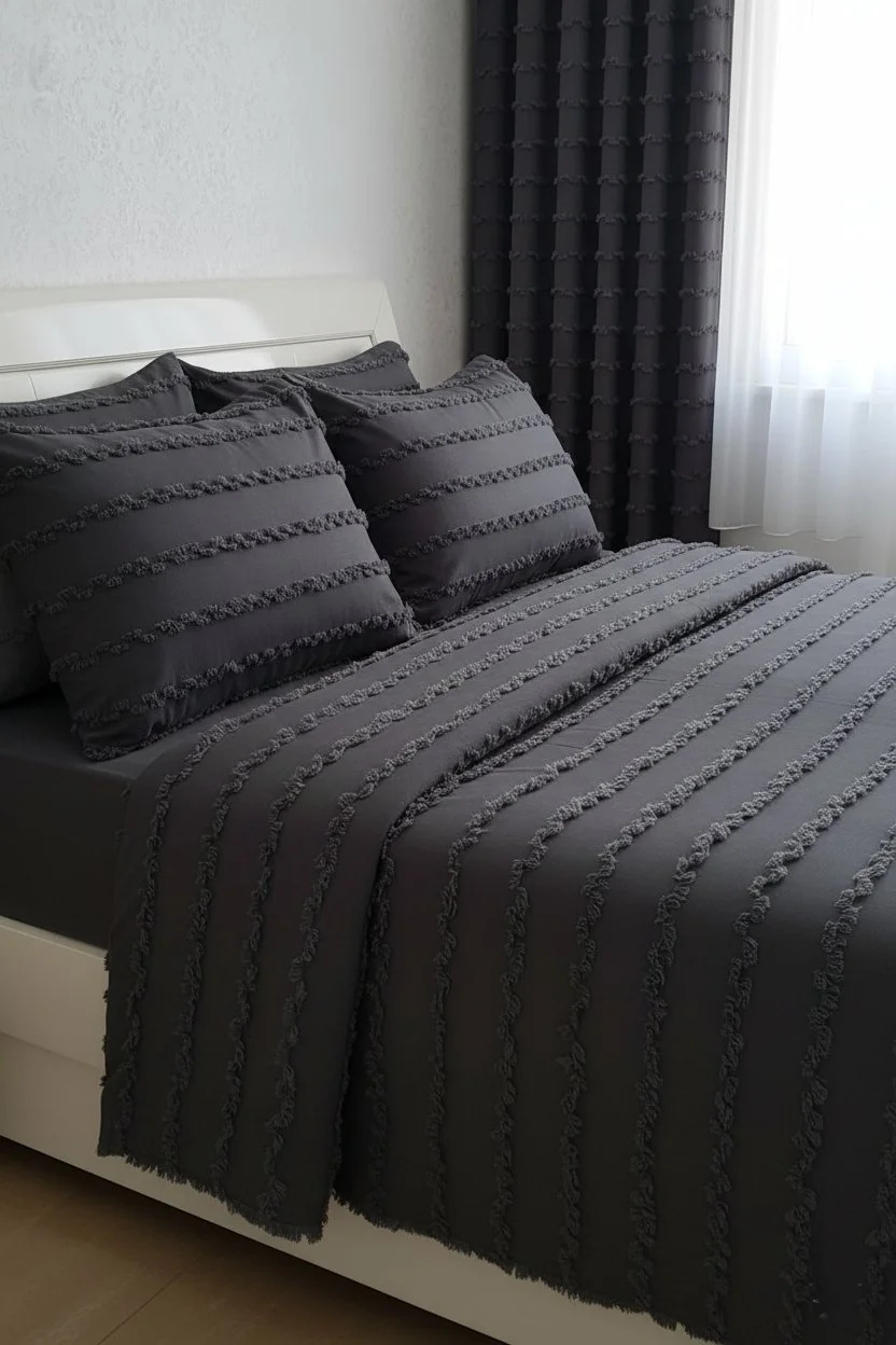 Wave Kollektion Dunkelgraue Tagesdecke | Komplett Personalisierbar & Maßanfertigung
