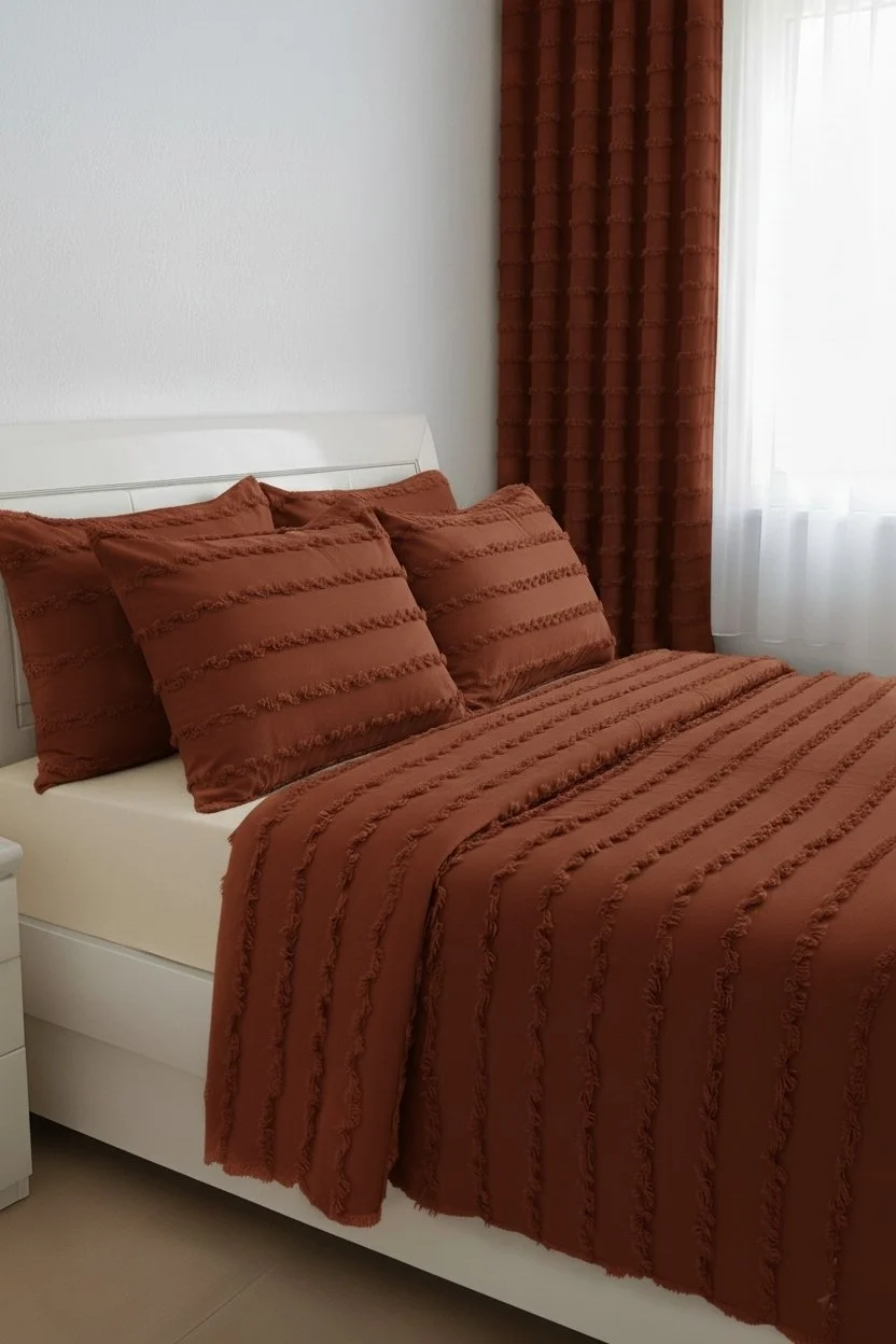 Wave Collectie Donker Terracotta Sprei | Volledig Personaliseerbaar & Op Maat Gemaakt
