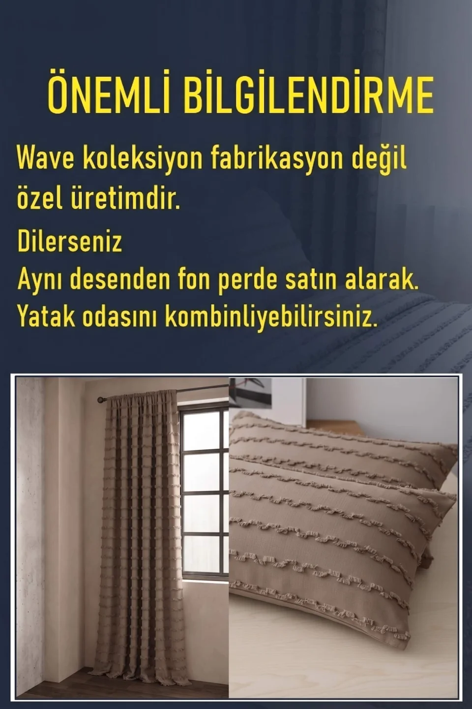 Wave Koleksiyon Vizon Yatak Örtüsü | Tamamen Kişiselleştirilebilir & Özel Ölçü