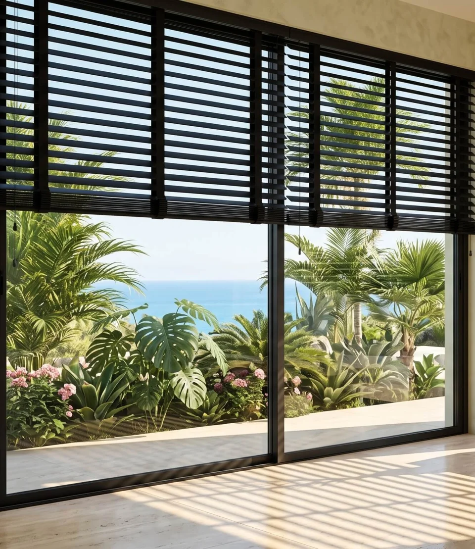 Custom Size Black Wooden Venetian Blinds | Motorized & Tape Options