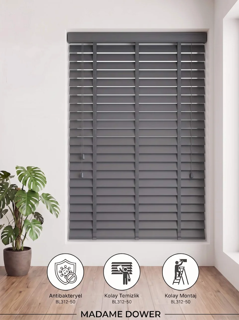 Équilibre Contemporain : Store Vénitien Bois Gris | Style Scandinave Sur Mesure