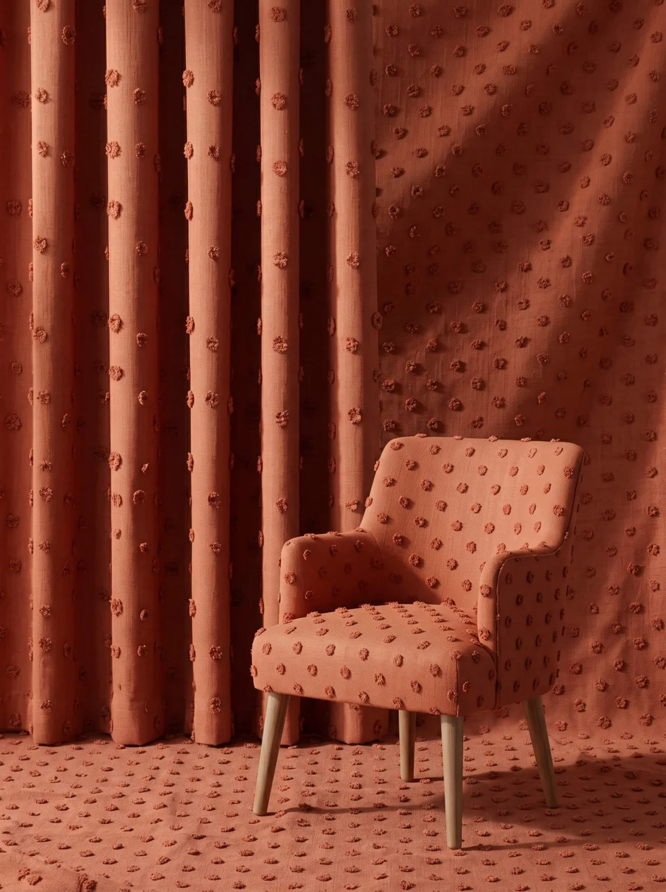 Cortinas de Lino Terracota con Pompones | Hechas a Medida | Boho Tufted Linen Curtain