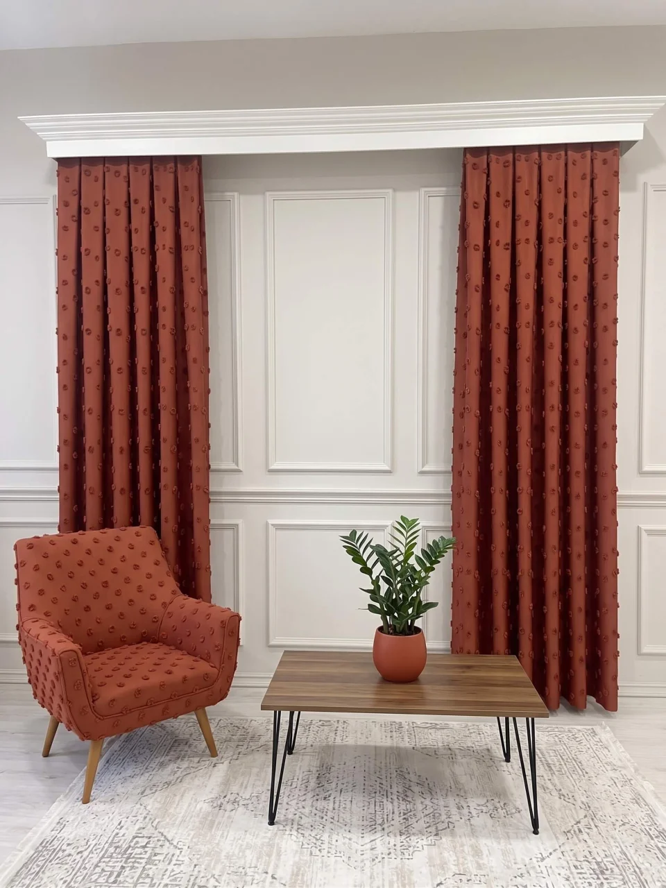 Cortinas de Lino Terracota con Pompones | Hechas a Medida | Boho Tufted Linen Curtain