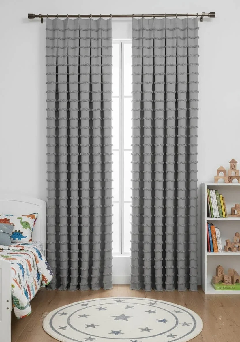 Wave Koleksiyon Özel Ölçü Gri Fon Perde – Özel Dokulu, Modern ve Şık Tasarım